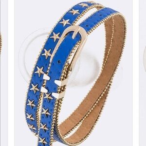 Bright Royal Blue Gold Stud Star Dress Jean Belt
